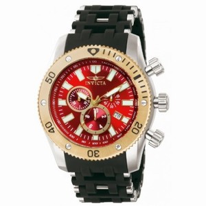 Invicta Sea Spider Chronograph Red Dial Stainless Steel Black Polyurethane Men's Watch 13855