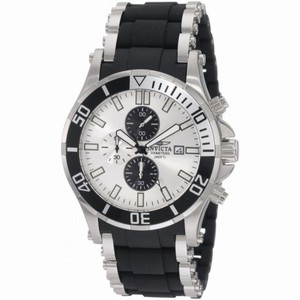 Invicta Sea Spider Collection Scuba Chronograph Silver Dial Stainless Steel and Black Polyurethane Men's Watch 1475