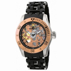 Invicta Sea Spider Mechanical Gold Skeleton Dial Black Rubber Men's Watch 10351