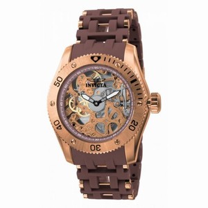 Invicta Sea Spider Mechanical Skeleton Dial Brown Polyurethane Men's Watch 1260