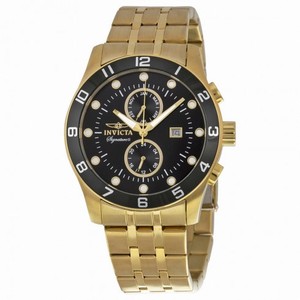 Invicta Signature II Black Dial Gold-tone Stainless Steel Men's Watch 7473