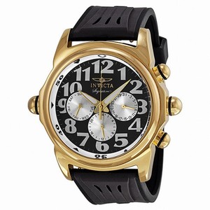 Invicta Signature II Black Dial Gold-tone PVD Black Polyurethane Men's Watch 7488