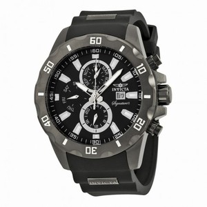Invicta Signature II Black Dial Gunmetal Grey Stainless Steel GMT Men's Watch 7486