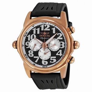 Invicta Signature II Black Dial Rose Gold PVD Black Polyurethane Band Men's Watch 7489