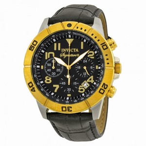 Invicta Signature II Chronograph Black Dial Black Leather Men's Watch 7284