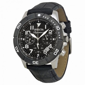 Invicta Signature II Chronograph Black Dial Leather Strap Men's Watch 7345