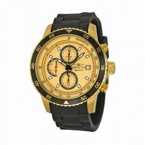 Invicta Signature II Chronograph Gold-tone Dial Black Rubber Men's Watch 7398