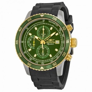 Invicta Signature II Chronograph Green Dial Black Rubber Men's Watch 7397