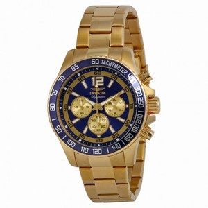 Invicta Signature II Chronograph Navy Dial Gold-Plated Stainless Steel Men's Watch 7410