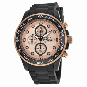 Invicta Signature II Chronograph Rose Gold-tone Dial Black Rubber Strap Men's Watch 7374