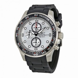 Invicta Signature II Chronograph Silver Dial Black Rubber Strap Men's Watch 7370