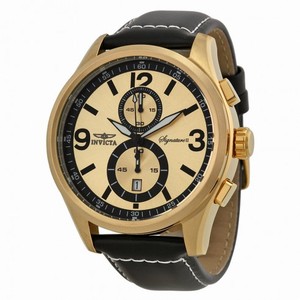 Invicta Signature II Elegant Gold-tone Dial Chronograph Leather Men's Watch 7417