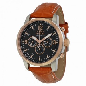Invicta Signature II Multi-Function Black Dial Rose Gold-tone Brown Leather Men's Watch 7340