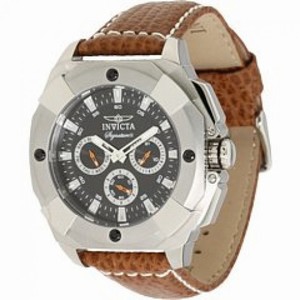 Invicta Signature II Multi-function Black Dial Brown Leather Men's Watch 7289