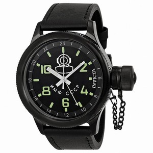 Invicta Signature Russian Diver Black Dial Black Leather Men's Watch 7183