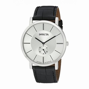 Invicta Slim Silver Dial Black Leather Men's Watch 19536
