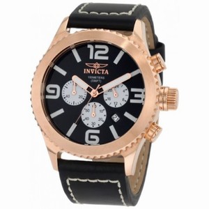 Invicta Speciality Black Dial Leather Quartz Men's Chrono Watch 1429