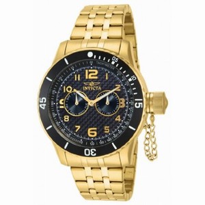 Invicta Specialty Black Carbon Fiber Dial 18k Gold Ion-plated Men's Watch 14888