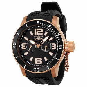 Invicta Specialty Black Dial Rose Gold-Tone Stainless Steel Black Rubber Men's Watch 1793
