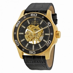Invicta Specialty Black Skeletal Dial Grey Leather Men's Watch 17261