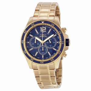 Invicta Specialty Blue Dial Chronograph Gold Tone Stainless Steel Men's Watch 13978