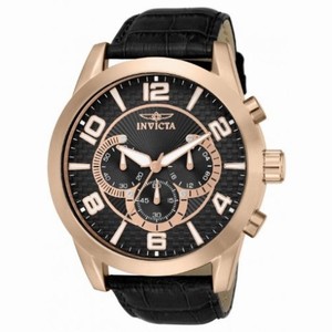 Invicta Specialty Chronograph Black Dial Black Leather Strap Men's Watch 13639