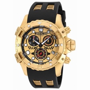 Invicta Specialty Chronograph Gold Dial Black Polyurethane Gold-plated Men's Watch 18859