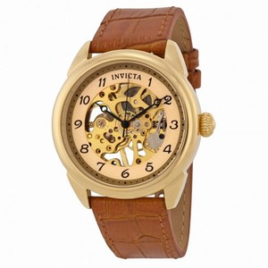Invicta Specialty Gold Skeletal Dial Brown Leather Men's Watch 17188