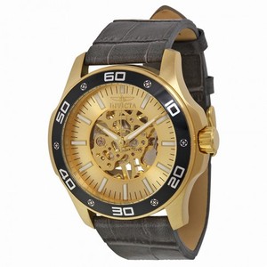 Invicta Specialty Gold Skeletal Dial Grey Leather Men's Watch 17262
