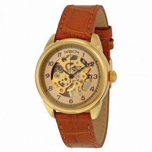 Invicta Specialty Mechanical Skeleton Dial Light Brown Leather Ladies Watch 17199