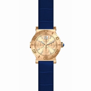 Invicta Specialty Multi-Function Rose Dial Blue Leather Mens Watch 14921
