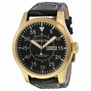 Invicta Specialty Outdoor Black Dial Grey Grey Leather Men's Watch 11194