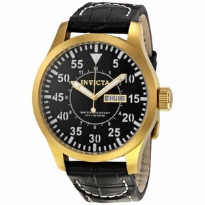 Invicta Specialty Outdoor Black Dial Stainless Steel Leather Men's Watch 11190