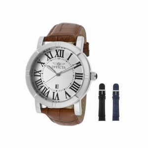 Invicta Specialty Silver Dial Brown Leather Mens Watch 13970