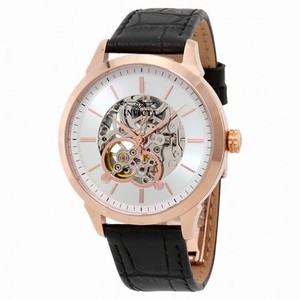 Invicta Specialty Silver Skeleton Dial Black Leather Men's Watch 18139