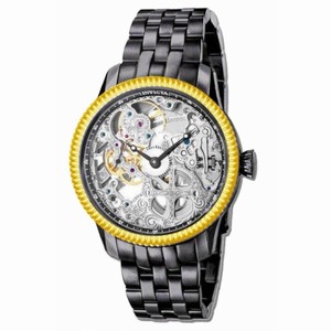 Invicta Specialty Silver-tone Skeletal Dial Black PVD Stainless Steel Band Men's Watch 80017