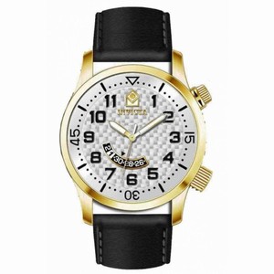 Invicta Specialty White Dial Gold-tone PVD Black Leather Strap Men's Watch 13837