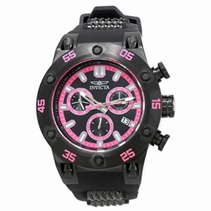 Invicta Speedway Chronograph Black and Pink Dial Black Polyurethane Men's Watch