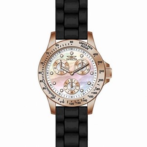 Invicta Speedway Multi-Function Mother of Pearl Dial Black Silicone Ladies Watch 21986