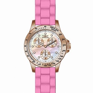 Invicta Speedway Multi-Function Mother of Pearl Dial Pink Silicone Ladies Watch 21993