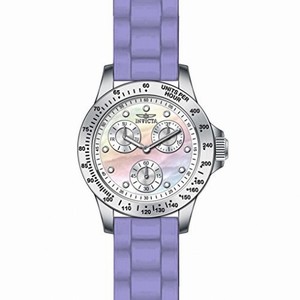 Invicta Speedway Multi-Function Mother of Pearl Dial Purple Silicone Ladies Watch 21969