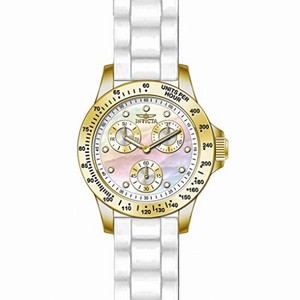 Invicta Speedway Multi-Function Mother of Pearl Dial White Silicone Ladies Watch 21985
