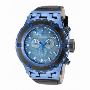 Invicta Subaqua Blue Mother of Pearl Dial Black Leather Men's Chronograph Watch 18457