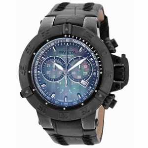 Invicta Subaqua Chronograph Black Mother of Pearl Dial Black Leather Men's Watch 18450