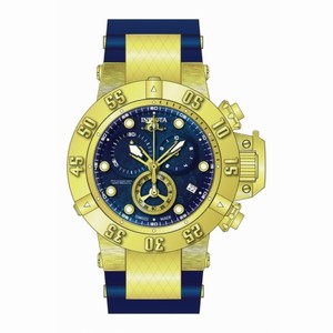 Invicta Subaqua Chronograph Blue Dial Blue Polyurethane with Gold-plated Men's Watch 15800