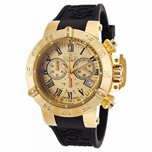 Invicta Subaqua Chronograph Gold Dial Black Silicone Men's Watch 16881