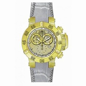 Invicta Subaqua Chronograph Gold Dial White Leather Men's Watch 80538