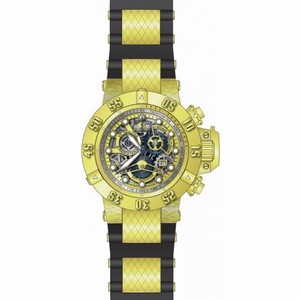 Invicta Subaqua Chronograph Gold Skeleton Dial Black Polyurethane with Gold-plated Accents Men's Watch 18528
