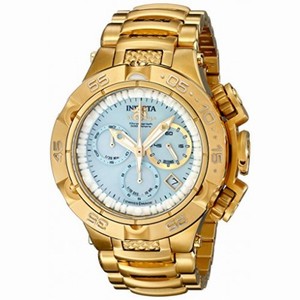 Invicta Subaqua Chronograph Light Blue Mother of Pearl Dial Gold-plated Ladies Watch 17223