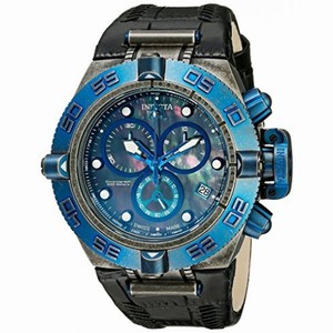 Invicta Subaqua Chronograph Mother of Pearl Dial Black Leather Men's Watch 18446